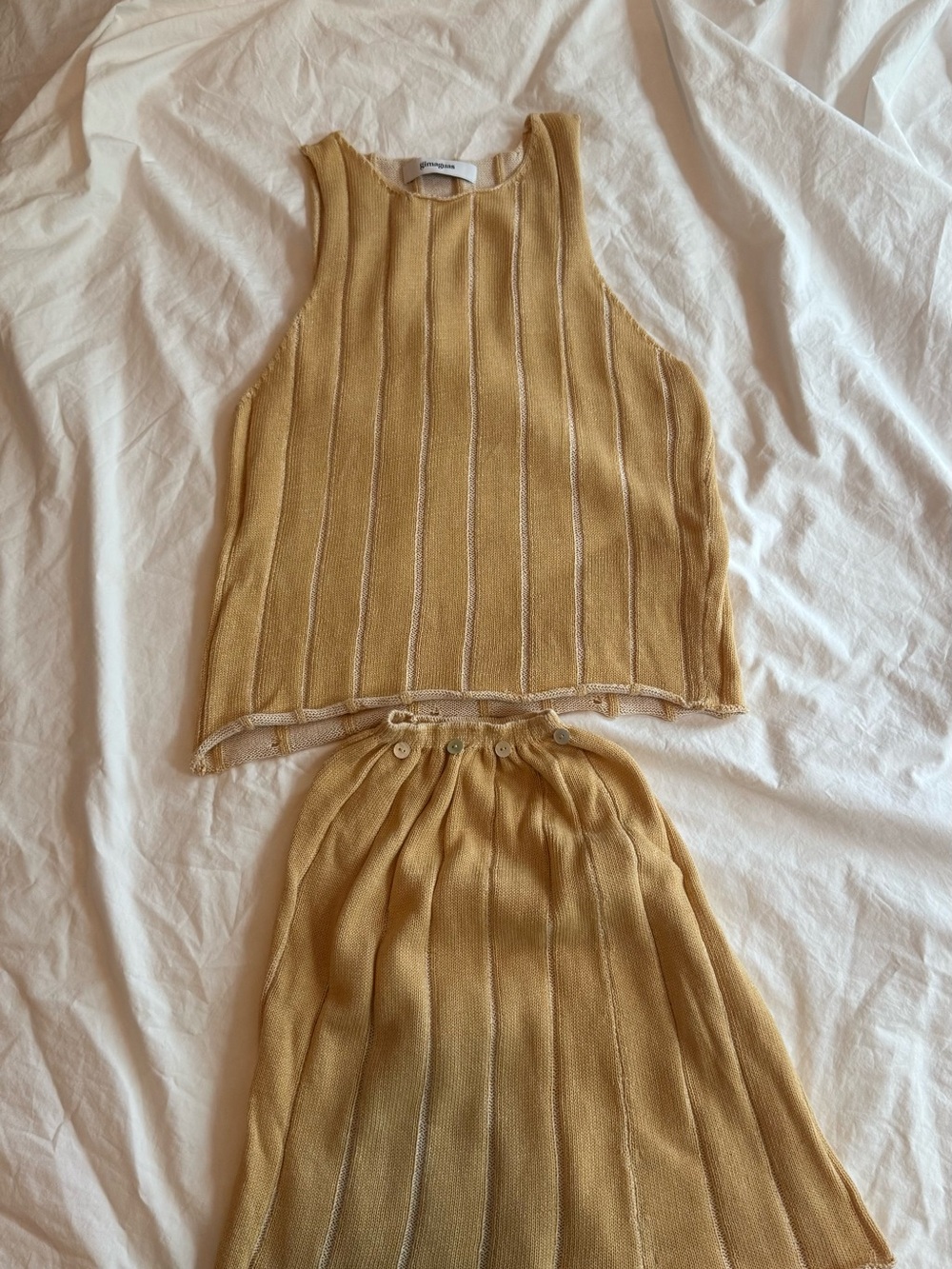 Gimaguas Sleeveless Knit Tank and Skirt Set - Mustard Yellow